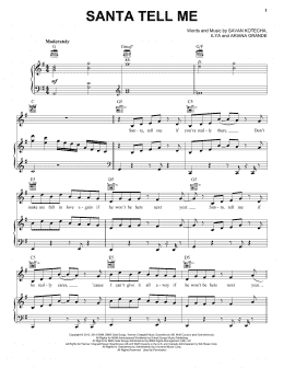 page one of Santa Tell Me (Piano, Vocal & Guitar Chords (Right-Hand Melody))