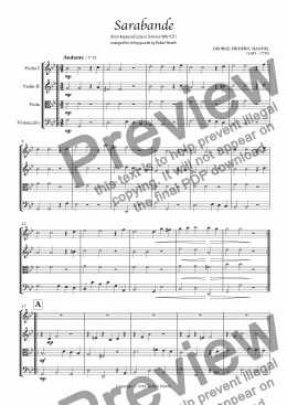 page one of Sarabande for String Quartet