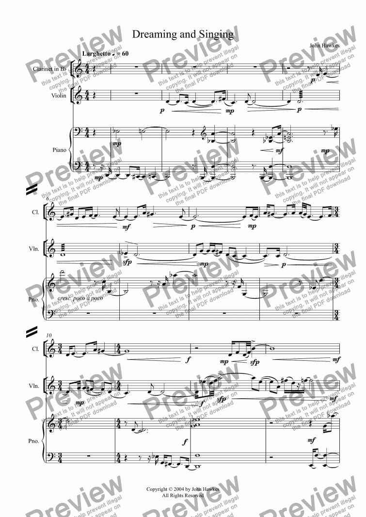 page one of Dreaming and Singing