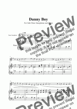 page one of Danny Boy for Solo Tenor Sax in Bb and Piano