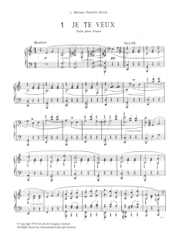 page one of Je Te Veux (Piano Solo)