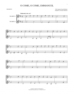 page one of O Come, O Come, Emmanuel (Trumpet Duet)
