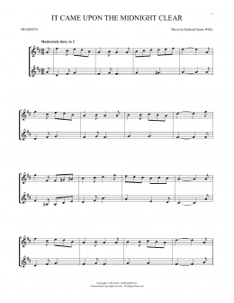 page one of It Came Upon The Midnight Clear (Trumpet Duet)