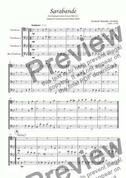 page one of Sarabande for Trombone Quartet
