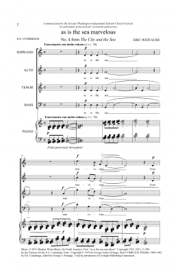 page one of As Is The Sea Marvelous (From 'The City And The Sea') (SATB Choir)