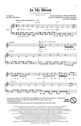 page one of In My Blood (arr. Jacob Narverud) (TTBB Choir)
