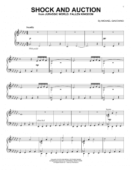 page one of Shock And Auction (from Jurassic World: Fallen Kingdom) (Piano Solo)