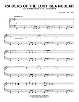page one of Raiders Of The Lost Isla Nublar (from Jurassic World: Fallen Kingdom) (Piano Solo)
