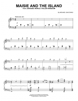 page one of Maisie And The Island (from Jurassic World: Fallen Kingdom) (Piano Solo)