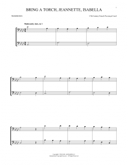 page one of Bring A Torch, Jeannette, Isabella (Trombone Transcription)