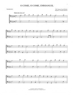 page one of O Come, O Come, Emmanuel (Trombone Transcription)