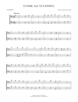page one of O Come, All Ye Faithful (Trombone Transcription)