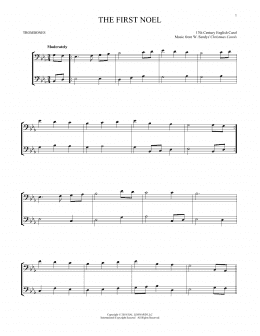 page one of The First Noel (Trombone Transcription)