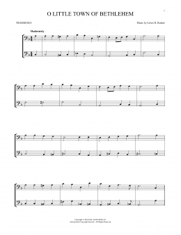 page one of O Little Town Of Bethlehem (Trombone Transcription)