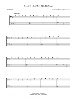 page one of Jolly Old St. Nicholas (Trombone Transcription)