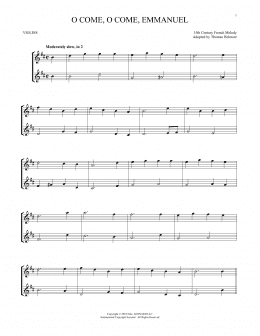page one of O Come, O Come, Emmanuel (Violin Duet)