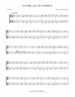 page one of O Come, All Ye Faithful (Clarinet Duet)