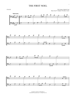 page one of The First Noel (Cello Duet)