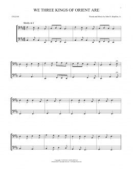 page one of We Three Kings Of Orient Are (Cello Duet)