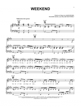 page one of Weekend (Piano, Vocal & Guitar Chords (Right-Hand Melody))