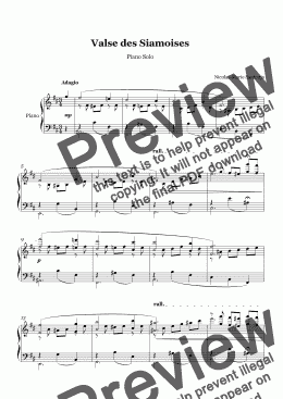 page one of Valse à Quatre Mains - Valse des Siamoises Piano Solo Version Longue