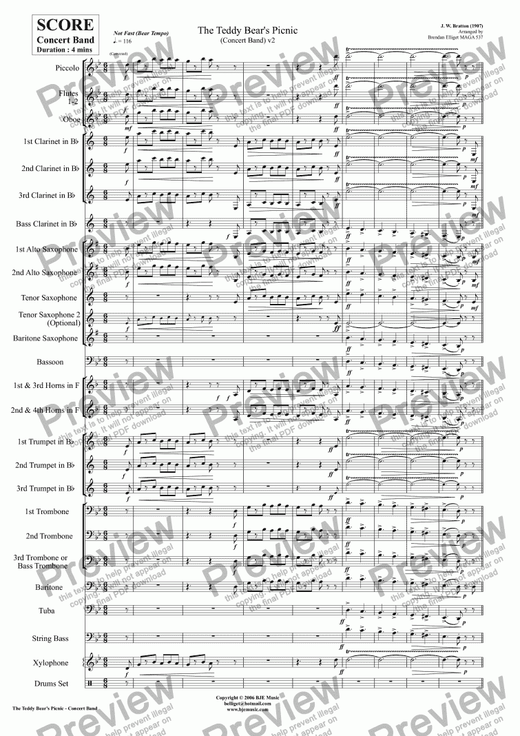 page one of The Teddy Bear's Picnic (Concert Band)