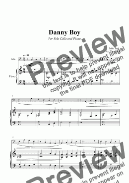 page one of Danny Boy for Solo Cello and Piano