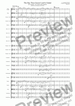 page one of The Day Thou Gavest Lord Is Ended (St. Clement) - For 4 Horns and Orchestra 