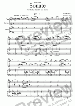page one of Sonate for flute, clarinet and piano - Part 1