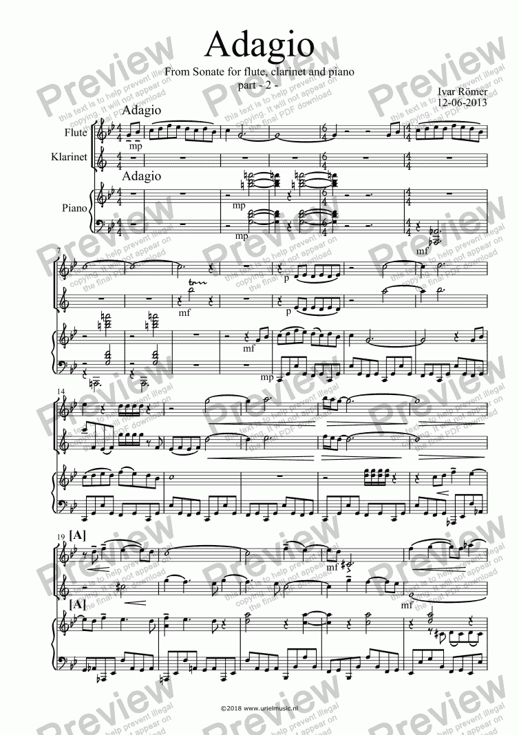 page one of Sonate for flute, clarinet and piano	- Part 2