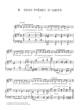 page one of Trois Poemes d'Amour (Piano Solo)