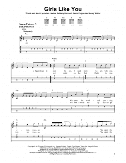 page one of Girls Like You (Easy Guitar Tab)