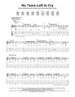 page one of No Tears Left To Cry (Easy Guitar Tab)