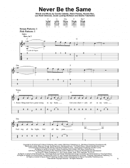 page one of Never Be The Same (Easy Guitar Tab)