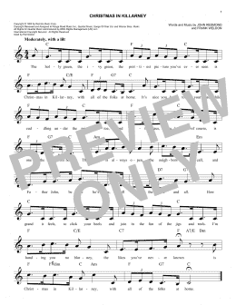 page one of Christmas In Killarney (Easy Lead Sheet / Fake Book)