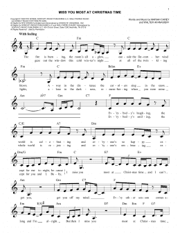 page one of Miss You Most At Christmas Time (Easy Lead Sheet / Fake Book)