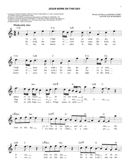 page one of Jesus Born On This Day (Easy Lead Sheet / Fake Book)