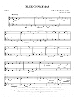 page one of Blue Christmas (Violin Duet)