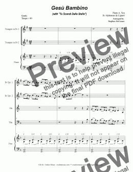 page one of Gesu Bambino (with "Tu Scendi Dalle Stelle") (for Brass Quartet & Piano)