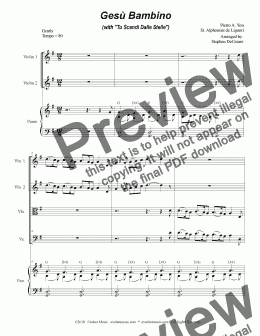 page one of Gesu Bambino (with "Tu Scendi Dalle Stelle") (for String Quartet & Piano)