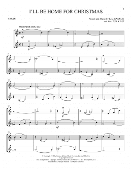 page one of I'll Be Home For Christmas (Violin Duet)