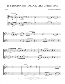 page one of It's Beginning To Look Like Christmas (Violin Duet)