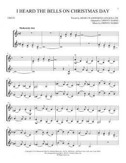 page one of I Heard The Bells On Christmas Day (Violin Duet)