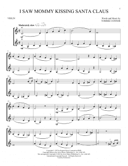 page one of I Saw Mommy Kissing Santa Claus (Violin Duet)