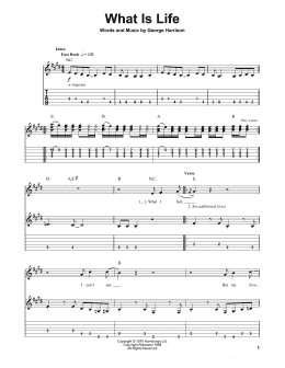 page one of What Is Life (Guitar Tab (Single Guitar))