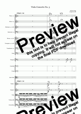 page one of Viola Concerto No 3 - Score and parts