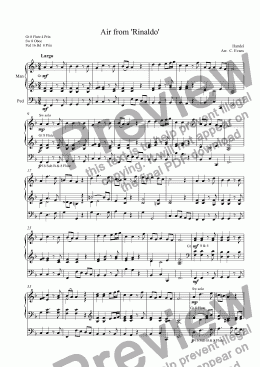 page one of Air from 'Rinaldo' arranged for organ solo