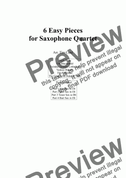 page one of 6 Easy Pieces for Saxophone Quartet