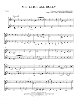 page one of Mistletoe And Holly (Violin Duet)