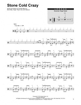 page one of Stone Cold Crazy (Drums Transcription)